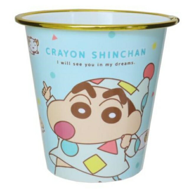 小禮堂 蠟筆小新 迷你圓形無蓋垃圾桶 (睡衣款)