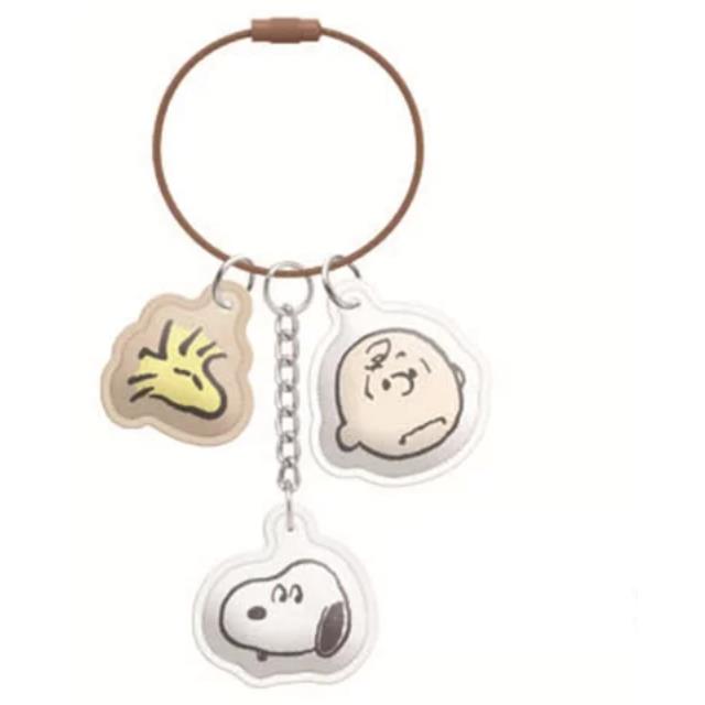 小禮堂 Snoopy 史努比 皮質三連鑰匙圈 (大臉款)