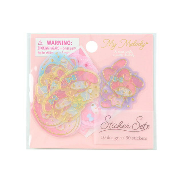 小禮堂 Sanrio 三麗鷗 美樂蒂 半透明造型燙金貼紙組 30枚入 (生活款)