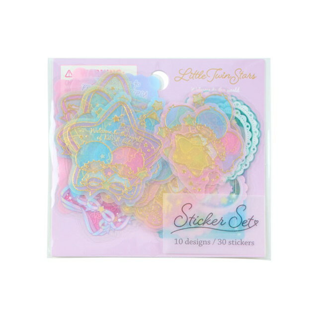 小禮堂 Sanrio 三麗鷗 雙子星 半透明造型燙金貼紙組 30枚入 (生活款)