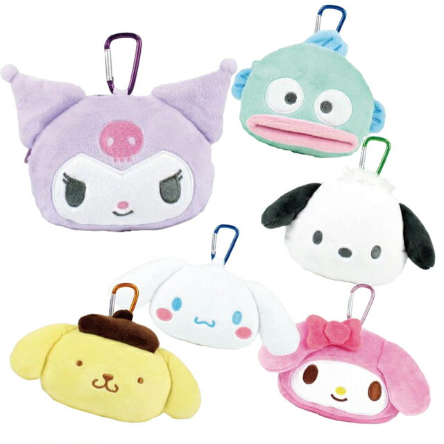 小禮堂 Sanrio 三麗鷗 絨毛造型零錢包吊飾 (大頭款) 美樂蒂 大耳狗 人魚漢頓