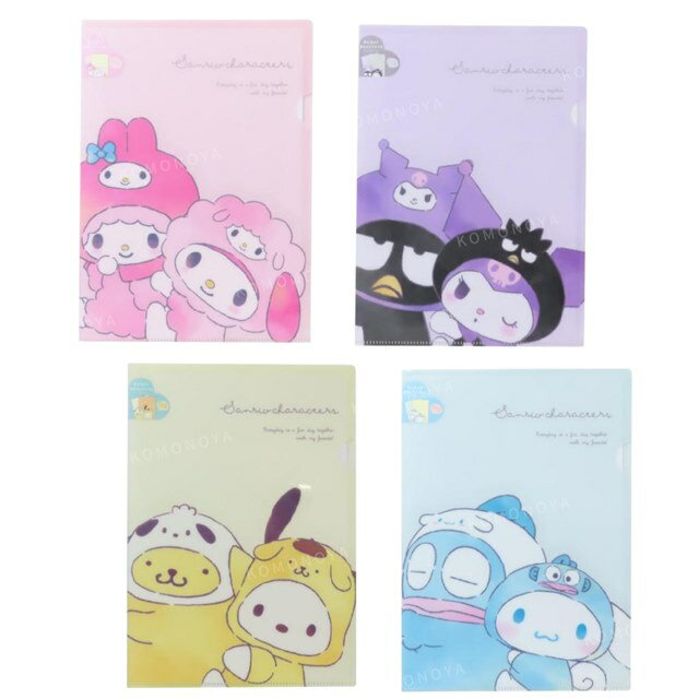 小禮堂 Sanrio 三麗鷗 A4 L型資料夾 (好友頭套款) 美樂蒂 大耳狗 酷洛米