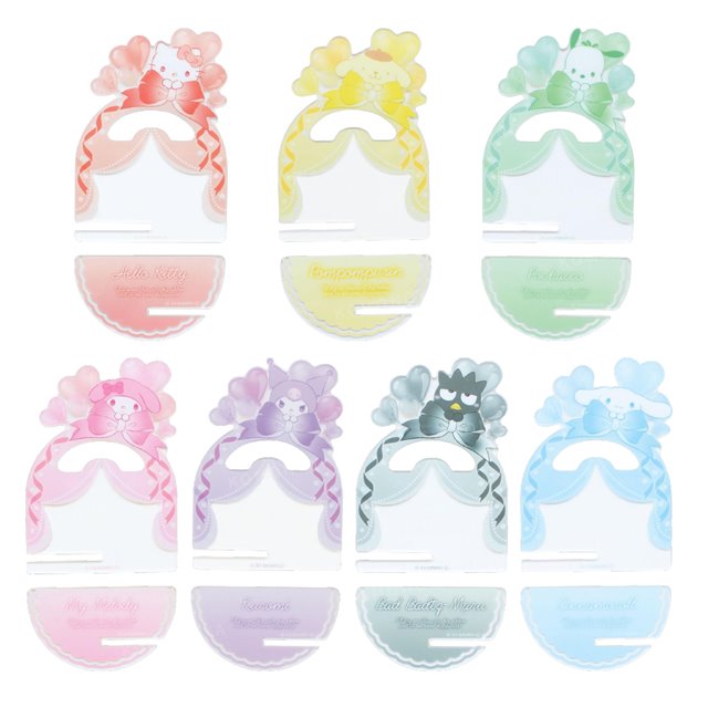 小禮堂 Sanrio 三麗鷗 壓克力造型徽章展示架 (愛心緞帶 偶像應援) Kitty 帕恰狗