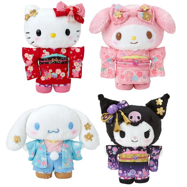 小禮堂 【限購】Sanrio 三麗鷗 絨毛玩偶娃娃 (和服款) Kitty 美樂蒂 大耳狗 酷洛米