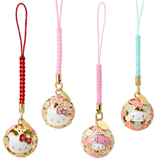 小禮堂 Sanrio 三麗鷗 鏤空手鞠鈴鐺吊飾 (櫻花 蛇年特輯) Kitty 美樂蒂 大耳狗