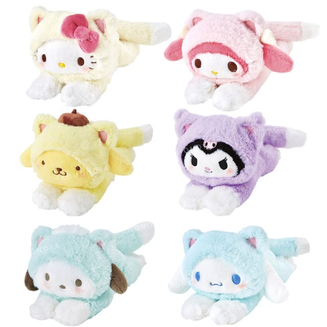 小禮堂 Sanrio 三麗鷗 啪啪鐵尺絨毛玩偶娃娃 (要不要來我家看貓) Kitty 美樂蒂