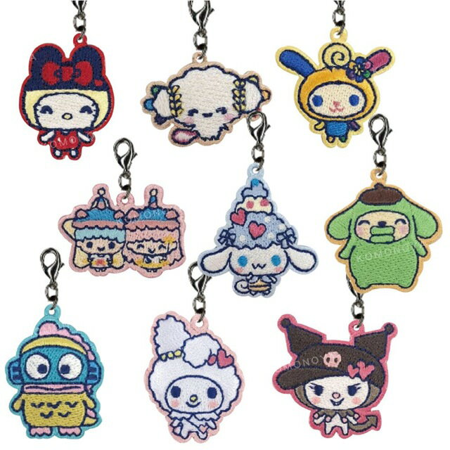 小禮堂 Sanrio 三麗鷗 x 塔麻可吉 刺繡造型拉鍊扣吊飾 (變裝款) Kitty 人魚漢頓