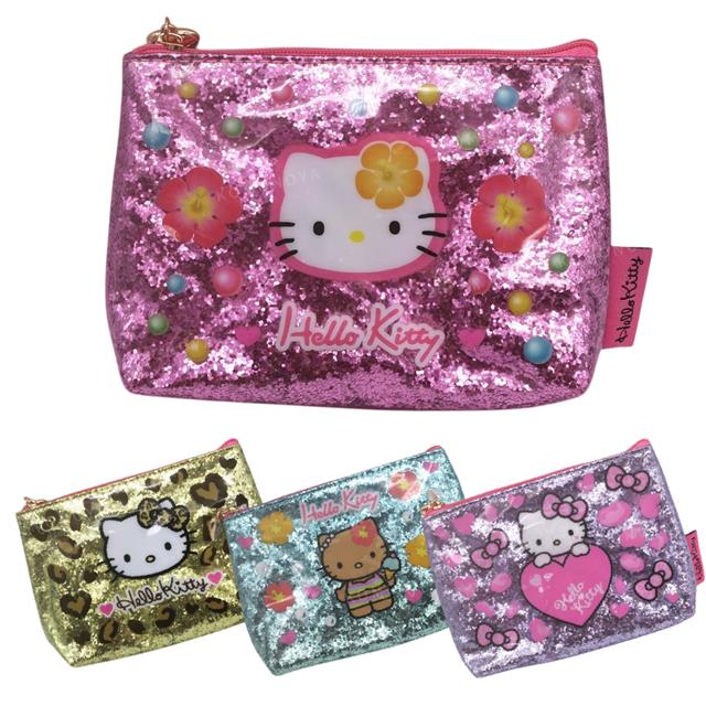 小禮堂 Sanrio 三麗鷗 Hello Kitty 閃亮化妝包 (澀谷辣妹)