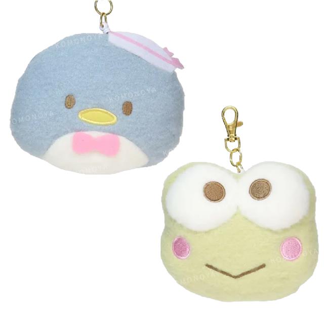 小禮堂 Sanrio 三麗鷗 絨毛造型伸縮票卡零錢包 (大頭款) 山姆企鵝 大眼蛙