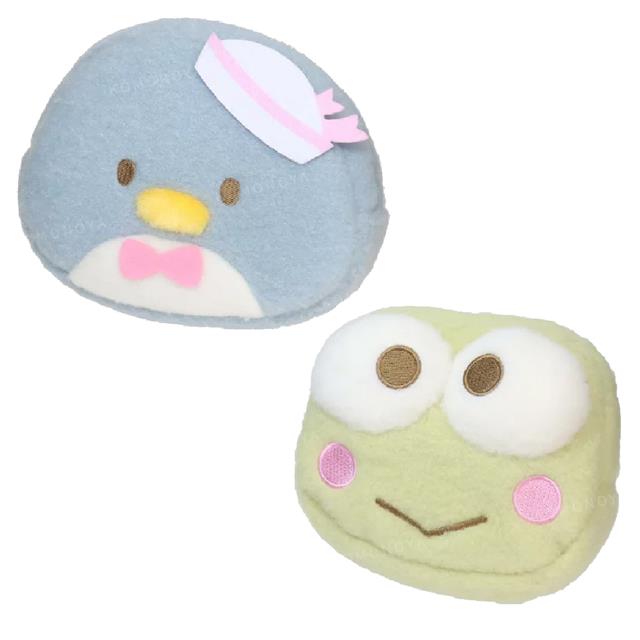小禮堂 Sanrio 三麗鷗 絨毛造型化妝包 (大頭款) 山姆企鵝 大眼蛙
