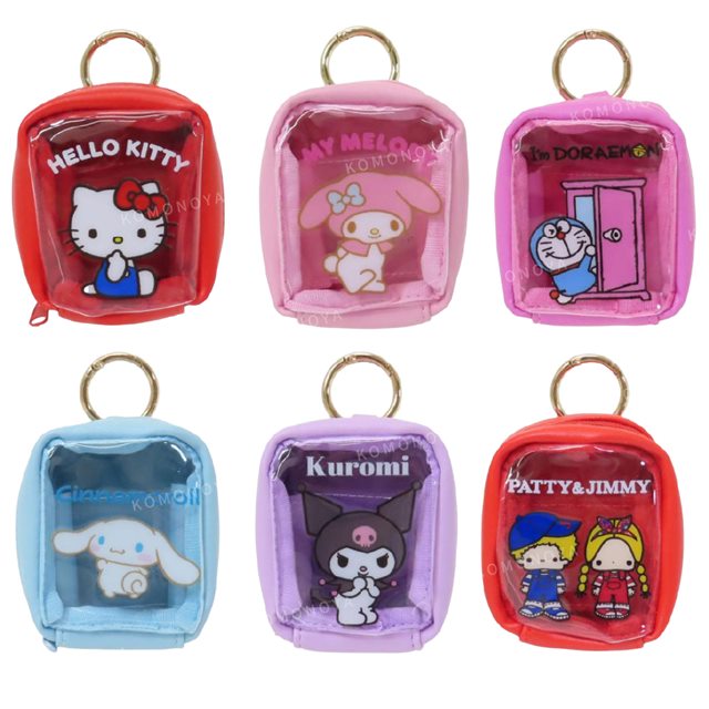 小禮堂 Sanrio 三麗鷗 皮質窗口小物收納包附扣環 Kitty 美樂蒂 哆啦A夢