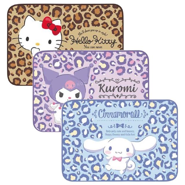 小禮堂 Sanrio 三麗鷗 絨毛毛毯 100x70cm (豹紋款) Kitty 大耳狗 酷洛米