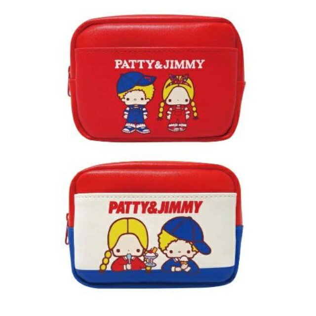 小禮堂 Sanrio 三麗鷗 Patty & Jimmy 皮質拉鍊收納包 (紅藍款)