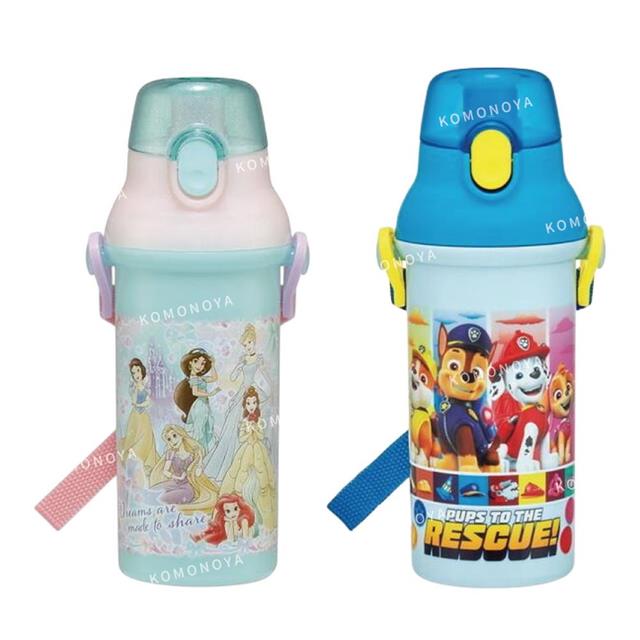 小禮堂 SKATER 兒童彈蓋直飲水壺 附背帶 480ml PSB5SANAG (大集合) 迪士尼公主 汪汪隊