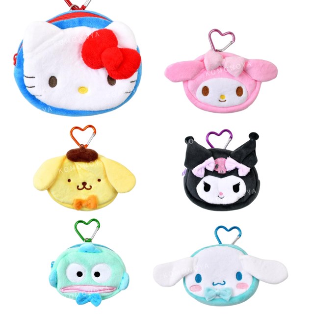 小禮堂 Sanrio 三麗鷗 絨毛造型零錢包吊飾 (大臉款) Kitty 美樂蒂 酷洛米 人魚漢頓
