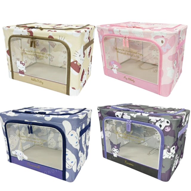 小禮堂 Sanrio 三麗鷗 窗景摺疊收納箱 (全身滿版款) Kitty 美樂蒂 酷洛米