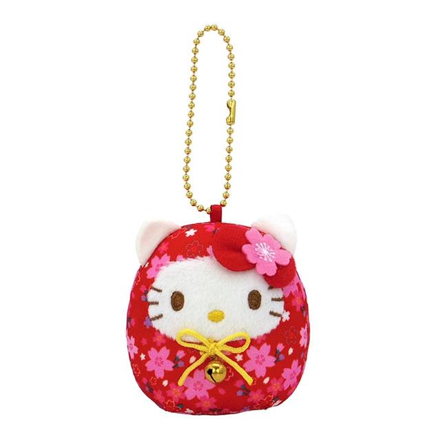 小禮堂 Sanrio 三麗鷗 Hello Kitty 吊飾娃娃 (紅櫻花達摩款)