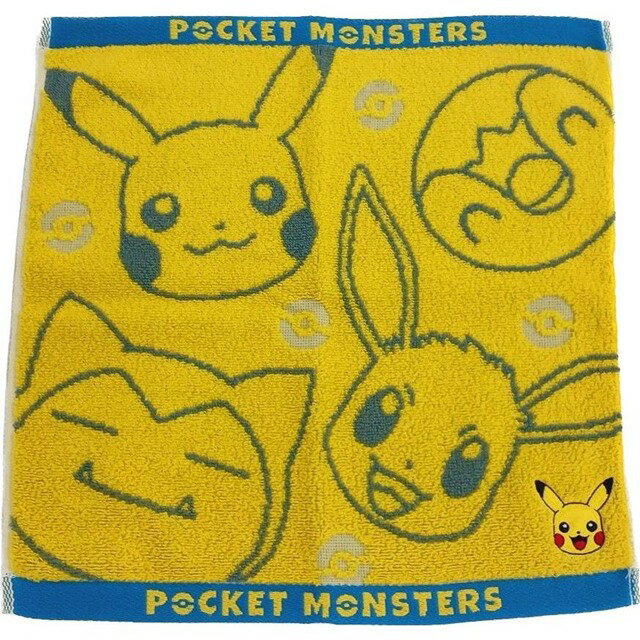 小禮堂 寶可夢 棉質短毛巾 34x34cm (黃滿版款)