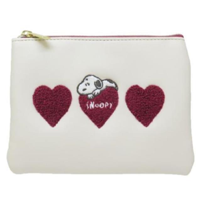 小禮堂 Snoopy 史努比 皮質面紙化妝包 (三愛心款)