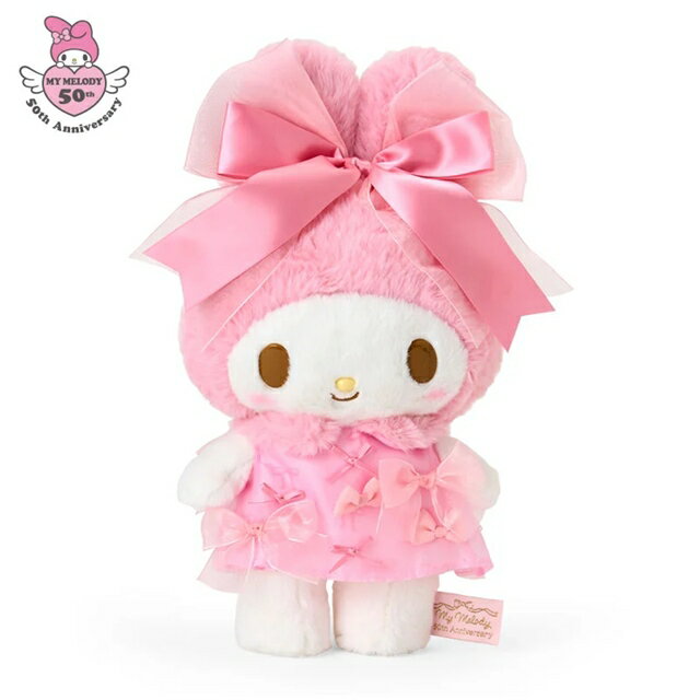 小禮堂 【限購】Sanrio 三麗鷗 美樂蒂 絨毛玩偶娃娃 (50週年粉紅生日緞帶)