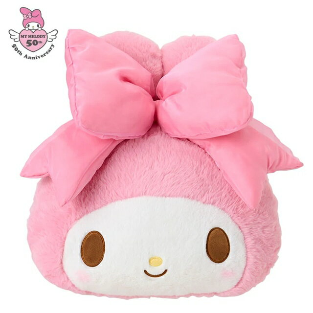 小禮堂 【限購】Sanrio 三麗鷗 美樂蒂 絨毛玩偶靠墊 (50週年粉紅生日緞帶)