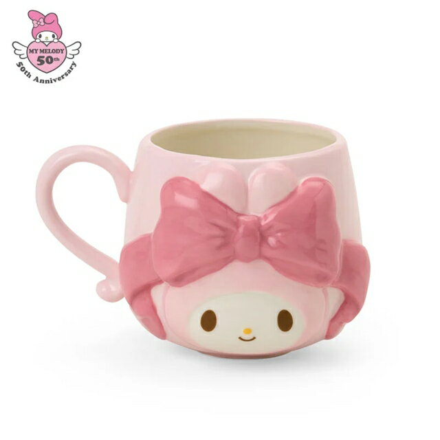 小禮堂 【限購】Sanrio 三麗鷗 美樂蒂 陶瓷馬克杯 300ml (50週年粉紅生日緞帶)