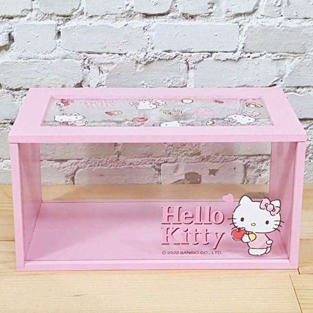 小禮堂 Sanrio 三麗鷗 Hello Kitty 透明收納盒 (粉捧蘋果款)