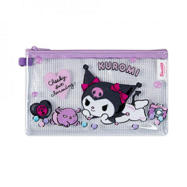小禮堂 Sanrio 三麗鷗 酷洛米 PVC透明網格筆袋 (趴姿款)