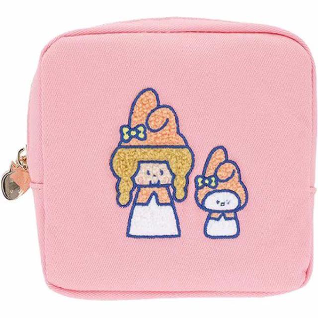 小禮堂 Sanrio x Mizutamax 聯名 美樂蒂 迷你方形刺繡化妝包 (聯名款)