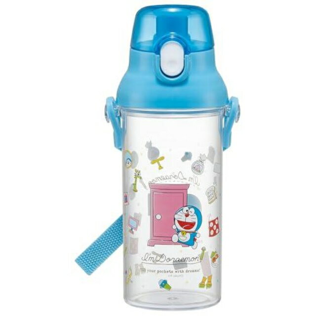 小禮堂 Skater 哆啦A夢 兒童直飲彈蓋透明水壺 480ml PSB5TRC (藍任意門款)