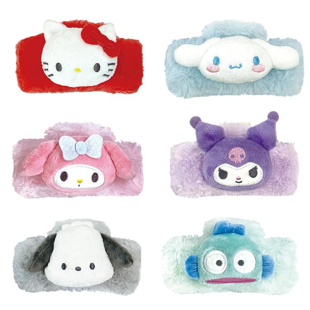 小禮堂 Sanrio 三麗鷗 絨毛玩偶造型髮夾 (大臉款) Kitty 美樂蒂 酷洛米 大耳狗