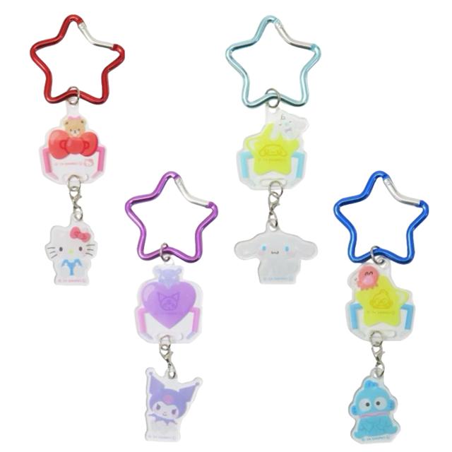 小禮堂 Sanrio 三麗鷗 星星扣環壓克力吊飾鑰匙圈 (夾娃娃) Kitty 酷洛米 大耳狗 人魚漢頓