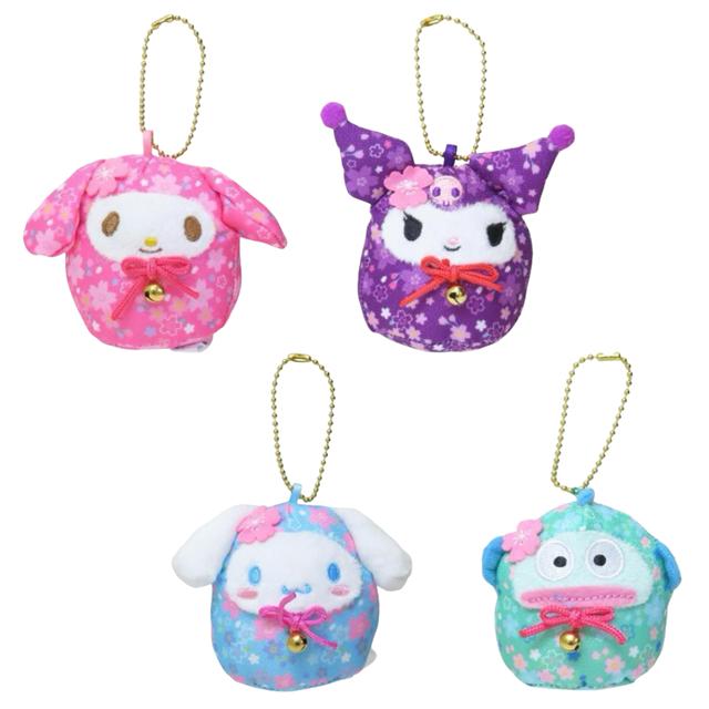 小禮堂 Sanrio 三麗鷗 絨毛吊飾娃娃 (櫻花達摩款) 美樂蒂 酷洛米 大耳狗 人魚漢頓