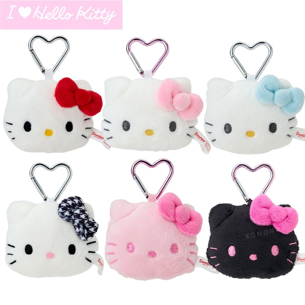 小禮堂 Sanrio 三麗鷗 Hello Kitty 絨毛大頭玩偶愛心扣環 (我愛Kitty)