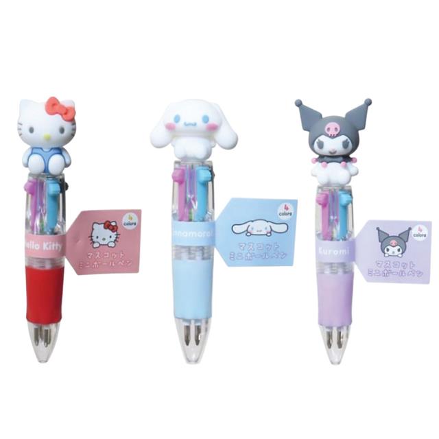 小禮堂 Sanrio 三麗鷗 四色胖胖原子筆 0.5mm (坐姿款) Kitty 酷洛米 大耳狗