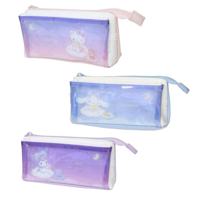 小禮堂 Sanrio 三麗鷗 皮質雙層拉鍊筆袋 (星空款) Kitty 酷洛米 大耳狗