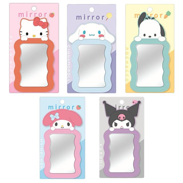 小禮堂 Sanrio 三麗鷗 造型手拿隨身鏡 (波浪款) Kitty 美樂蒂 酷洛米 布丁狗 大耳狗
