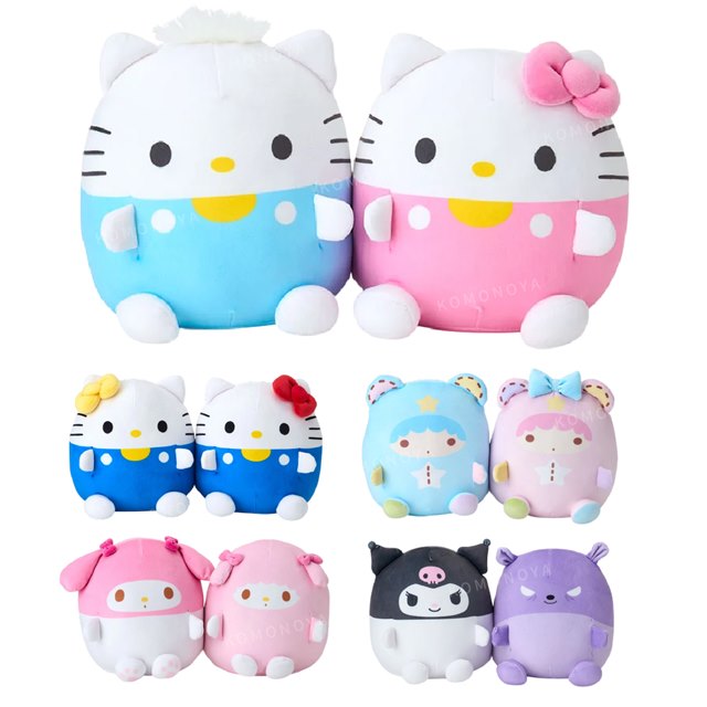 小禮堂 Sanrio 三麗鷗 絨毛玩偶娃娃2入組 (圓滾滾款) Kitty 雙子星 大耳狗 帕恰狗