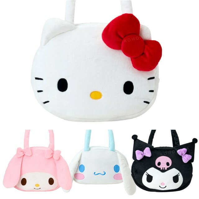 小禮堂 Sanrio 三麗鷗 絨毛造型大側揹包 (大臉 2025新生活) Kitty 美樂蒂 大耳狗 酷洛米