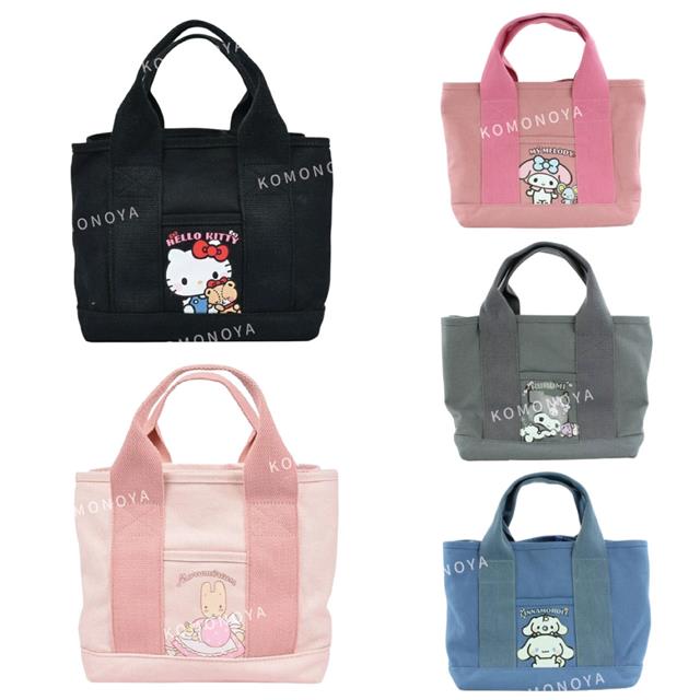小禮堂 Sanrio 三麗鷗 厚磅帆布手提午餐袋 (好友款) Kitty 美樂蒂 酷洛米 大耳狗