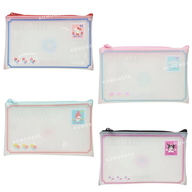 小禮堂 Sanrio 三麗鷗 PVC扁平收納包 (郵票風) Kitty 美樂蒂 酷洛米 大耳狗