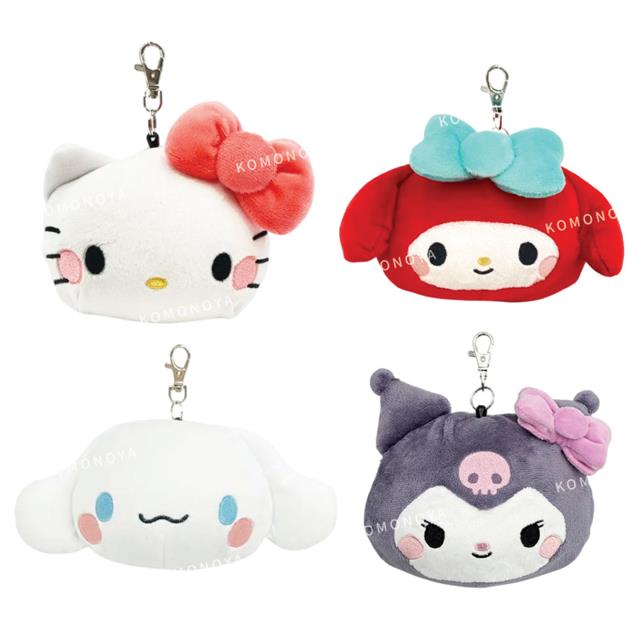 小禮堂 Sanrio 三麗鷗 軟Q絨毛伸縮票卡包 (大臉款) Kitty 美樂蒂 酷洛米 大耳狗