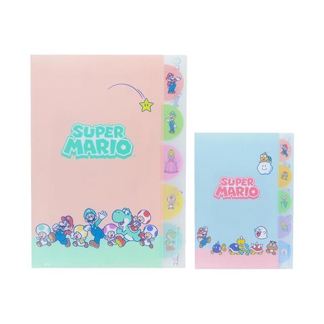 小禮堂 Super Mario 超級瑪利歐 A4五層資料夾 (馬卡龍色)