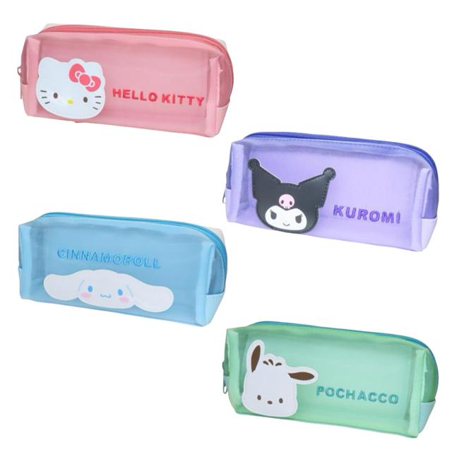 小禮堂 Sanrio 三麗鷗 雙拉鍊方形筆袋 (大臉款) Kitty 酷洛米 大耳狗 帕恰狗