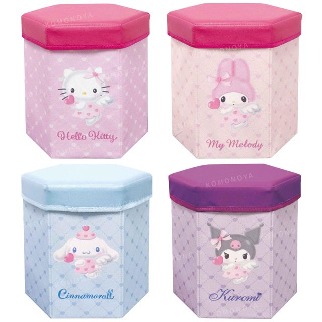 小禮堂 Sanrio 三麗鷗 不織布摺疊六角收納椅 (Cupid) Kitty 美樂蒂 酷洛米