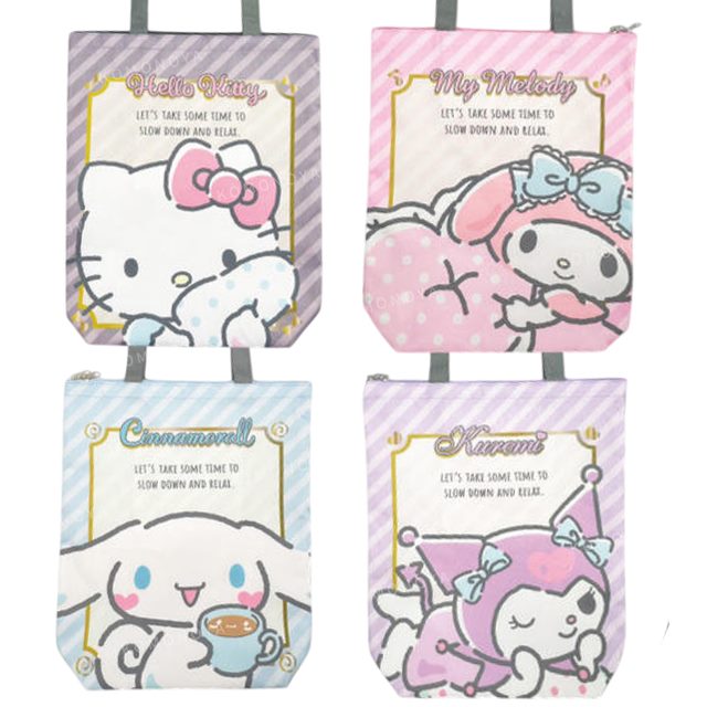 小禮堂 Sanrio 三麗鷗 2024 尼龍手提袋福袋3入組 (斜紋款) Kitty 酷洛米 大耳狗