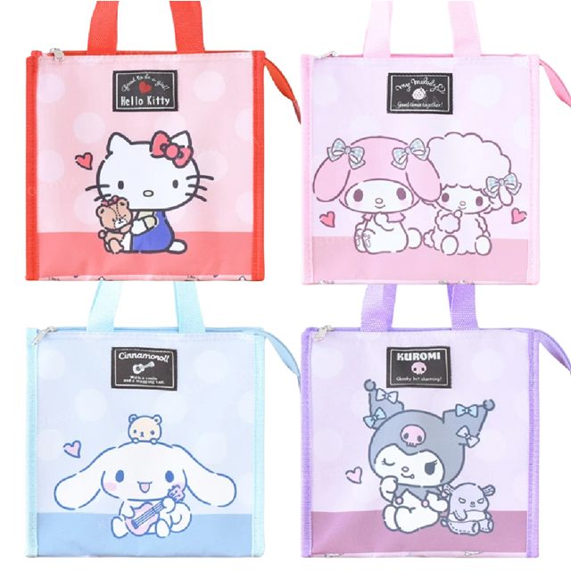小禮堂 Sanrio 三麗鷗 尼龍保冷方形午餐袋 (好友興趣款) Kitty 酷洛米 美樂蒂