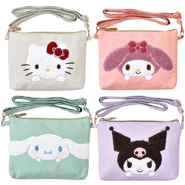 小禮堂 Sanrio 三麗鷗 拉鍊斜揹包 (探頭款) Kitty 美樂蒂 大耳狗 酷洛米