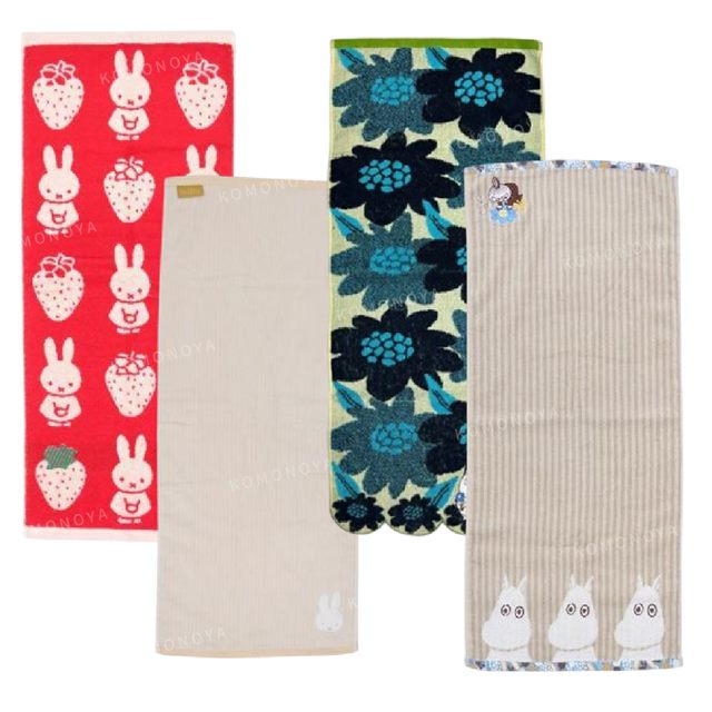 小禮堂 米飛兔 嚕嚕米 棉質長毛巾 34x80cm