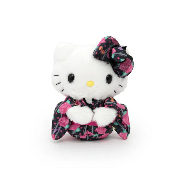 小禮堂 Sanrio 三麗鷗 Hello Kitty 迷你絨毛玩偶娃娃 (黑玫瑰和服)